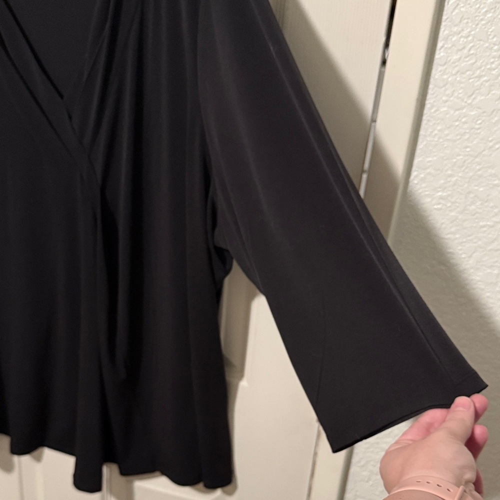 Lane Bryant Black V-Neck Blouse - Picture 2 of 5